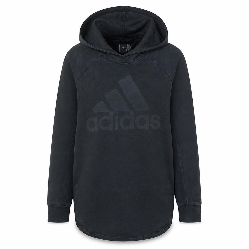 Front view of Adidas Women's Black Pullover Hoodie, size S, Classic Logo Sweatshirt
