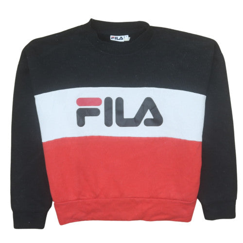 FILA Womens Black Red Colourblock Pullover Sweatshirt Size S
