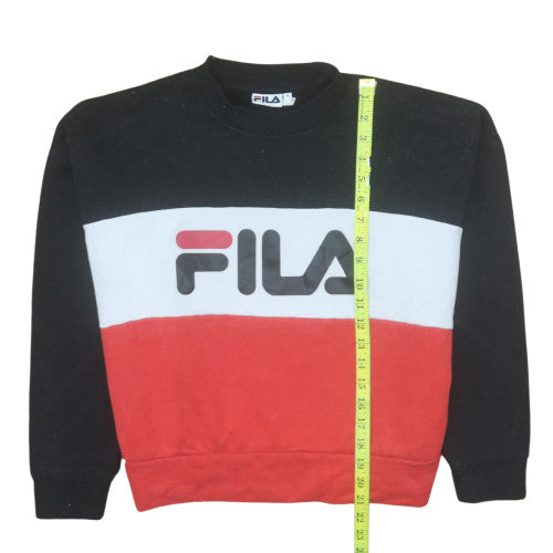 FILA Womens Black Red Colourblock Pullover Sweatshirt Size S