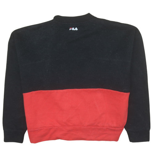 FILA Womens Black Red Colourblock Pullover Sweatshirt Size S