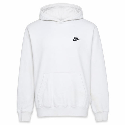 Front view of Nike Men's White Pullover Hoodie Medium Cotton Blend