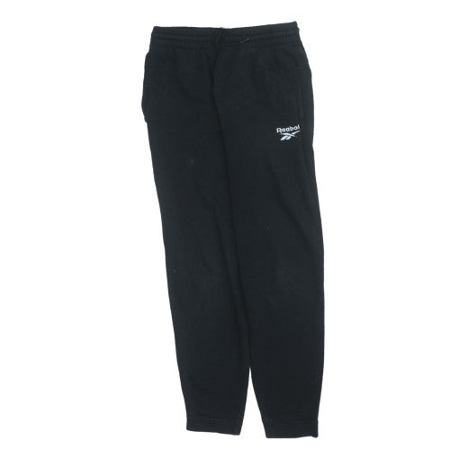Reebok Men's Black Jogger Sweatpants S Regular Fit Fleece Drawstring