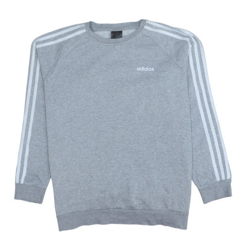adidas Men's Grey Pullover Sweatshirt Medium Crew Neck Logo Sportswear