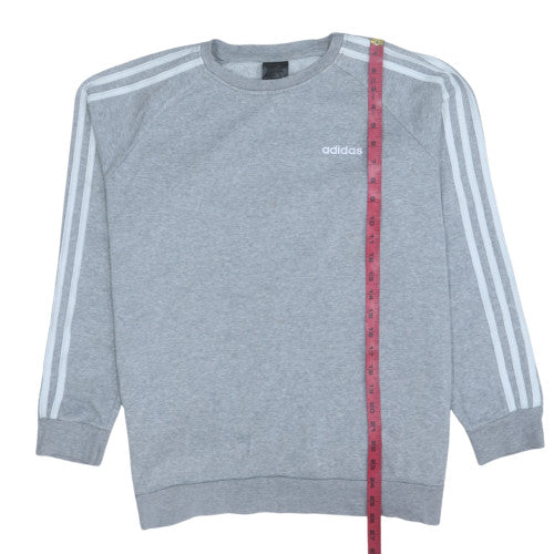 adidas Men's Grey Pullover Sweatshirt Medium Crew Neck Logo Sportswear