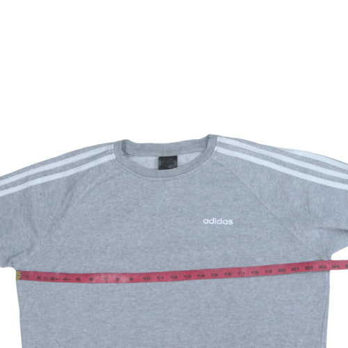 adidas Men's Grey Pullover Sweatshirt Medium Crew Neck Logo Sportswear