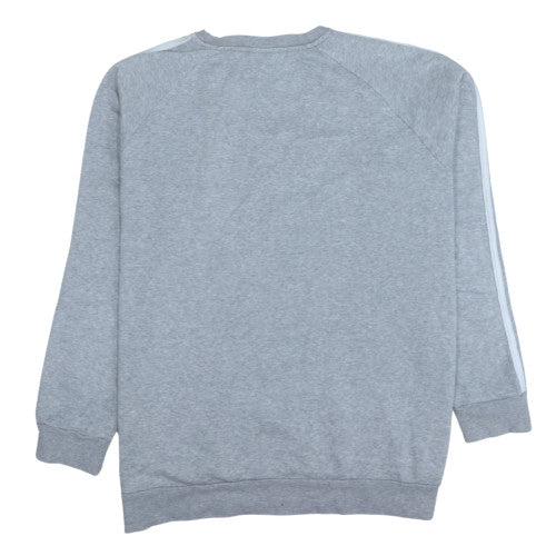 adidas Men's Grey Pullover Sweatshirt Medium Crew Neck Logo Sportswear