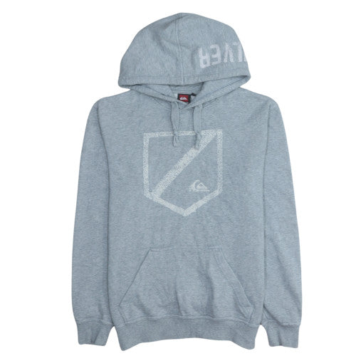 Quiksilver Mens Grey Pullover Hoodie Medium Logo Fleece Sweatshirt