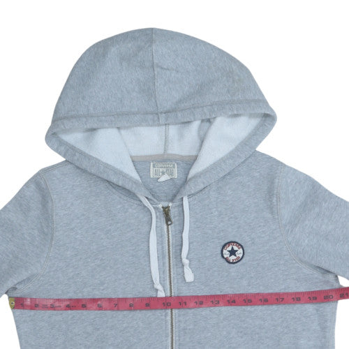 Converse Women Grey Full Zip Hoodie Sweatshirt Size L Cotton Blend
