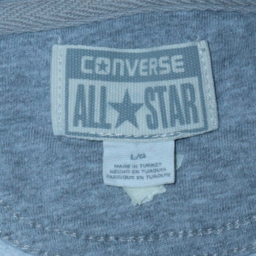 Converse Women Grey Full Zip Hoodie Sweatshirt Size L Cotton Blend