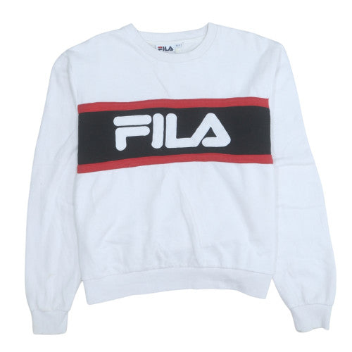 FILA Womens White Crew Neck Pullover Sweatshirt Size M