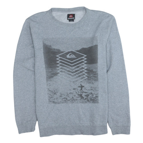 Quiksilver Mens Grey Crew Neck Graphic Pullover Sweatshirt M