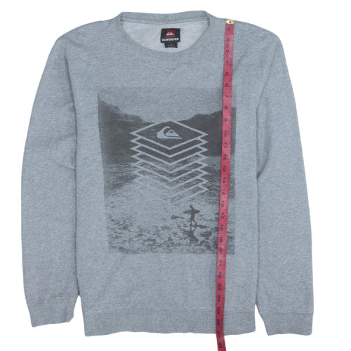 Quiksilver Mens Grey Crew Neck Graphic Pullover Sweatshirt M