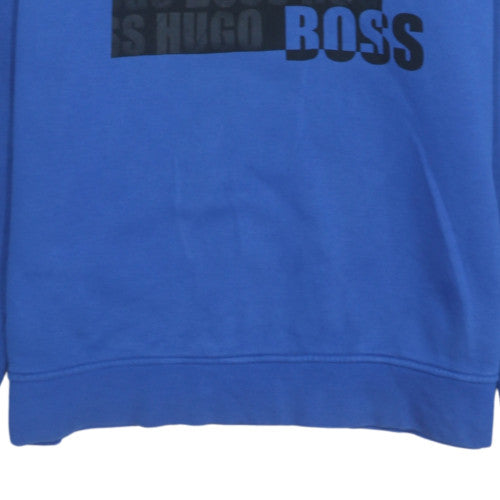 Hugo Boss Boys Blue Pullover Hoodie 16 Years Logo Print Regular Fit