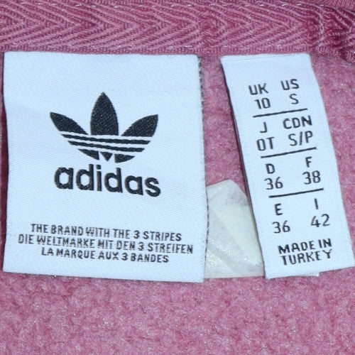 Adidas Womens Pink Pullover Hoodie UK 10 Cotton Blend Casual