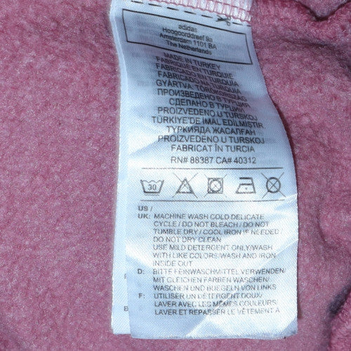 Adidas Womens Pink Pullover Hoodie UK 10 Cotton Blend Casual