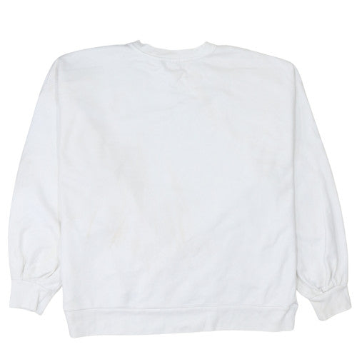 Levi's Women's White Crew Neck Pullover Sweatshirt L Logo Print