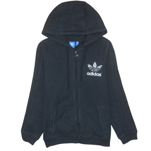 Adidas Womens Black Full Zip Hoodie UK 14 Hooded Sweatshirt
