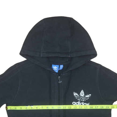 Adidas Womens Black Full Zip Hoodie UK 14 Hooded Sweatshirt