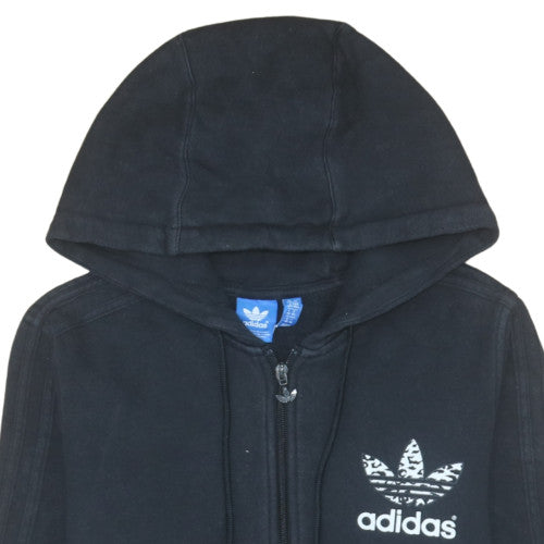 Adidas Womens Black Full Zip Hoodie UK 14 Hooded Sweatshirt