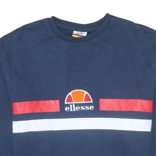 Ellesse Mens Blue L Pullover Sweatshirt Logo Crew Neck