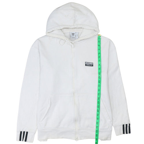 Adidas Men's White Full Zip Hoodie 2XL Sports Fleece Sweatshirt