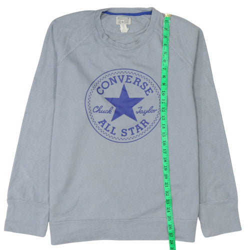 Converse Men's Grey Crew Neck Pullover Sweatshirt L Logo Print