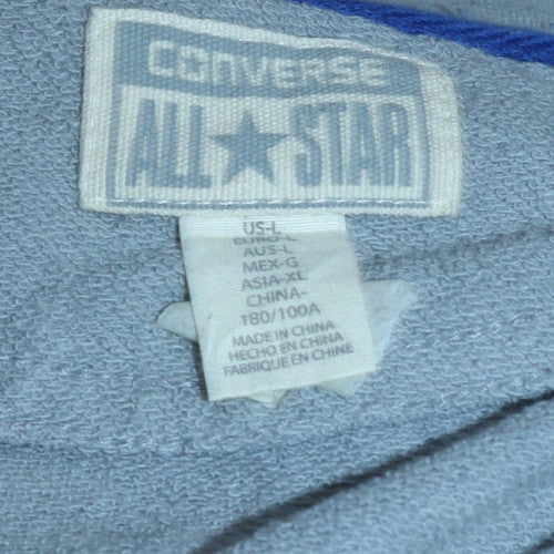 Converse Men's Grey Crew Neck Pullover Sweatshirt L Logo Print