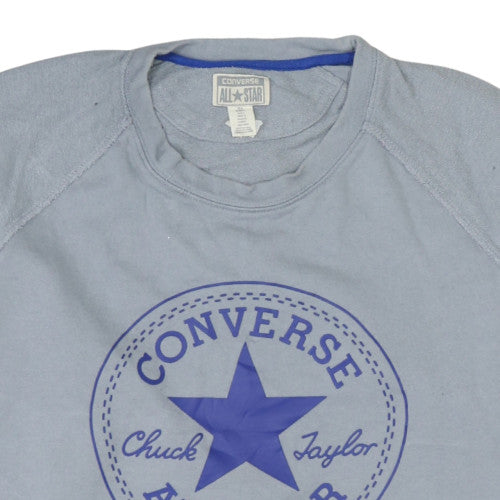 Converse Men's Grey Crew Neck Pullover Sweatshirt L Logo Print