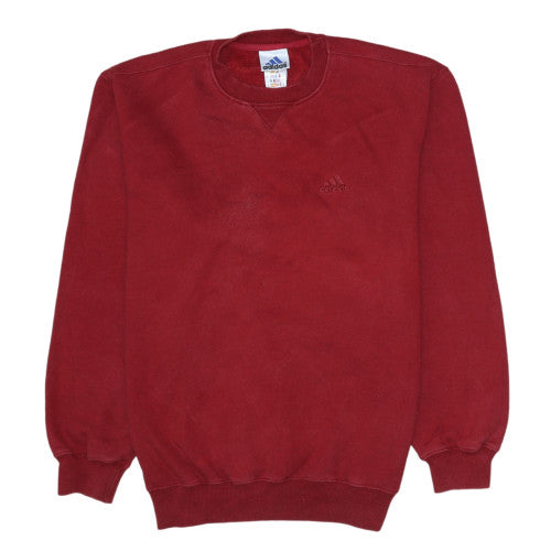 Adidas Mens Red Crew Neck Pullover Sweatshirt Size L Regular Fit