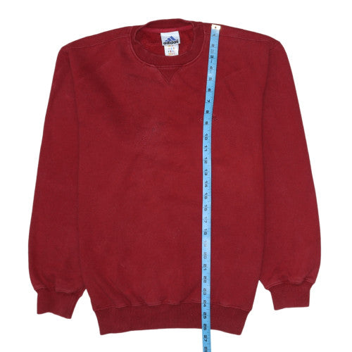 Adidas Mens Red Crew Neck Pullover Sweatshirt Size L Regular Fit