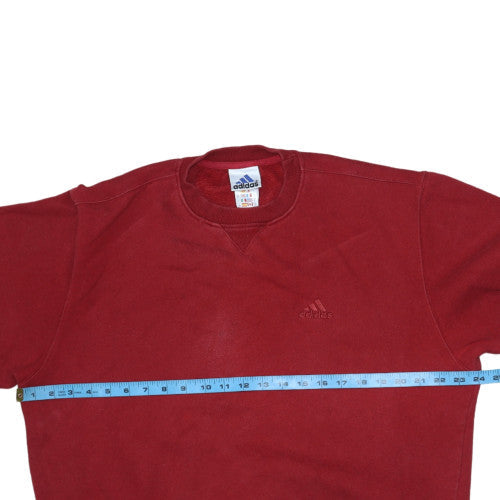 Adidas Mens Red Crew Neck Pullover Sweatshirt Size L Regular Fit