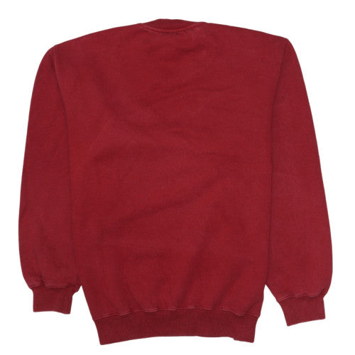 Adidas Mens Red Crew Neck Pullover Sweatshirt Size L Regular Fit