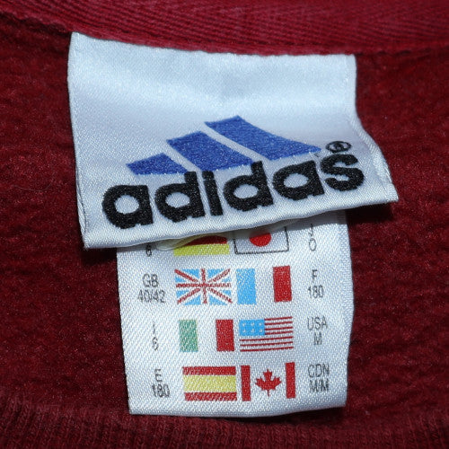 Adidas Mens Red Crew Neck Pullover Sweatshirt Size L Regular Fit
