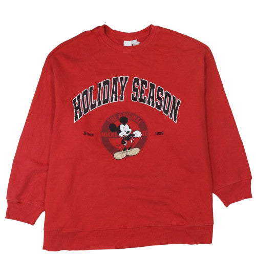 H&M Disney Women's Red Holiday Season Mickey Mouse Sweatshirt Size L