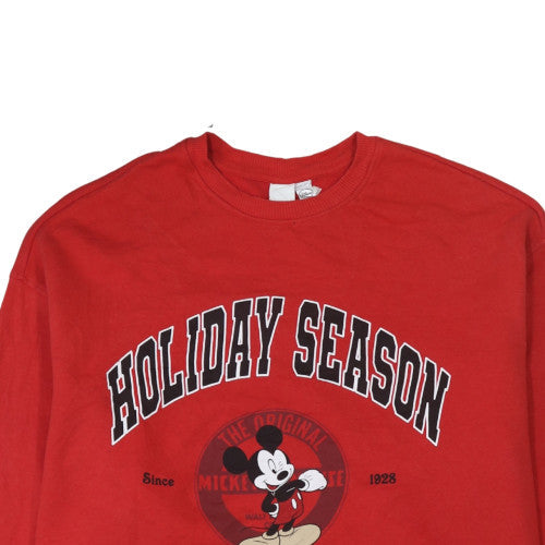 H&M Disney Women's Red Holiday Season Mickey Mouse Sweatshirt Size L