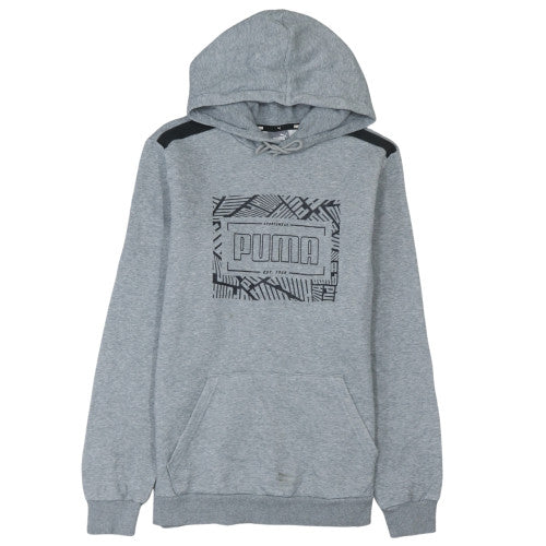 Puma Mens Grey Pullover Hoodie Size M Sportswear Fleece Sweatshirt