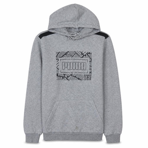Puma Mens Grey Pullover Hoodie Size M Sportswear Fleece Sweatshirt