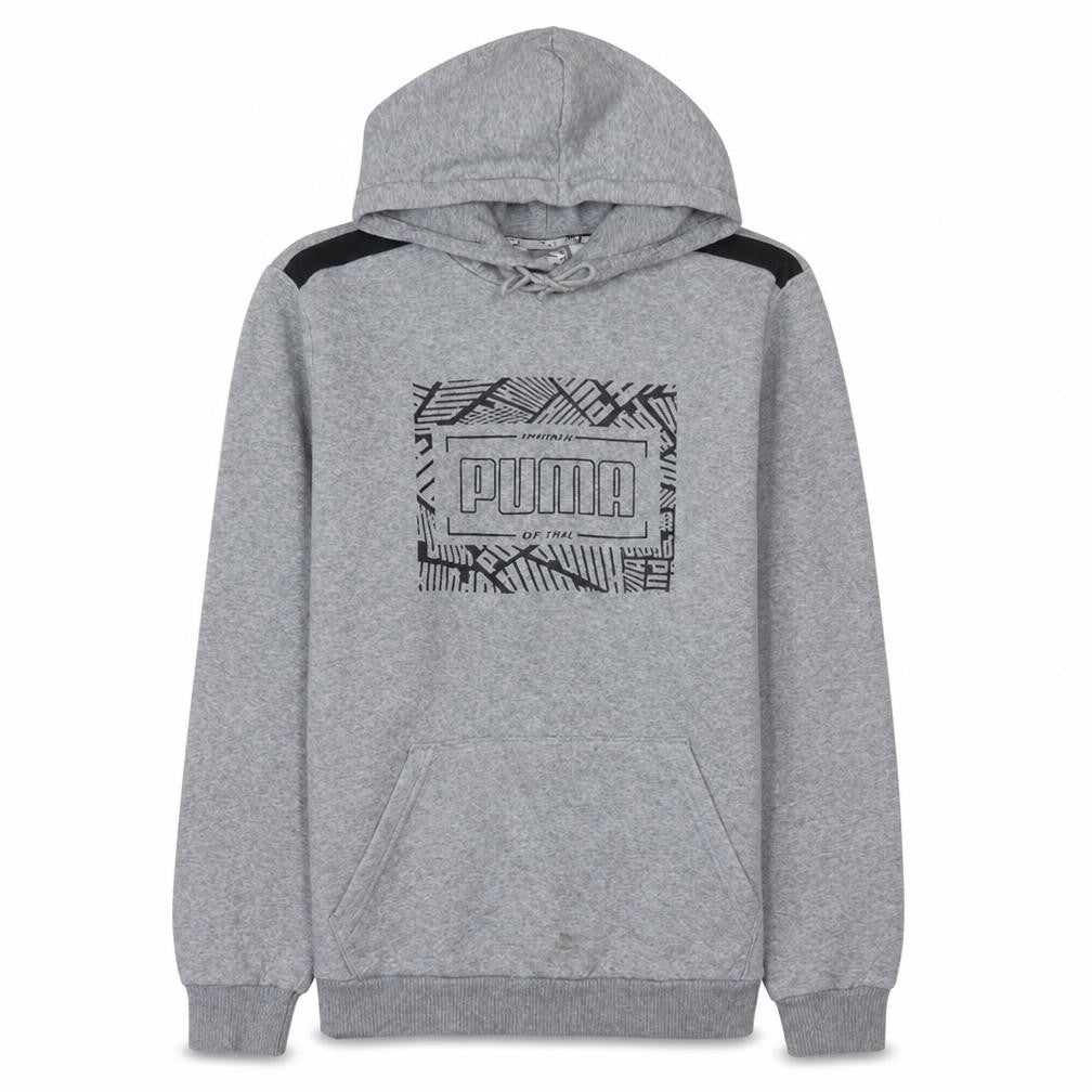Puma Mens Grey Pullover Hoodie Size M Sportswear Fleece Sweatshirt