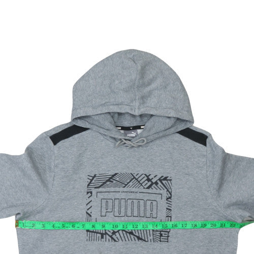 Puma Mens Grey Pullover Hoodie Size M Sportswear Fleece Sweatshirt