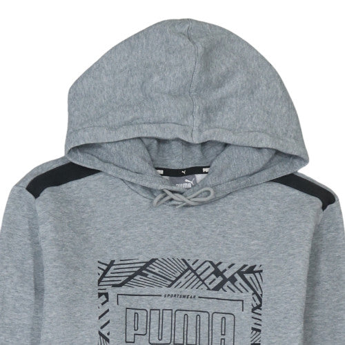 Puma Mens Grey Pullover Hoodie Size M Sportswear Fleece Sweatshirt
