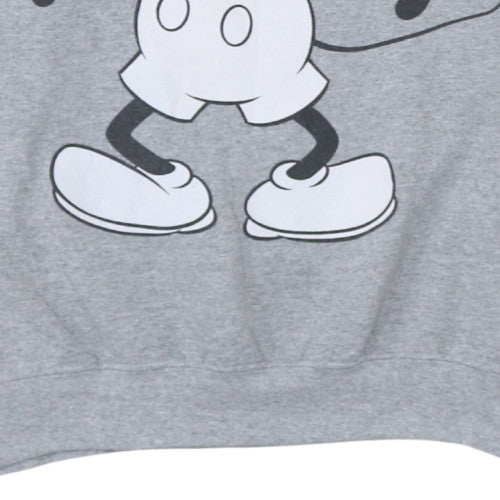 Disney Women Grey Mickey Mouse Pullover Sweatshirt M