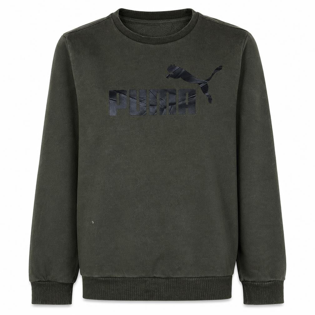Front view of Puma Men's Green Pullover Crew Neck Sweatshirt, size S