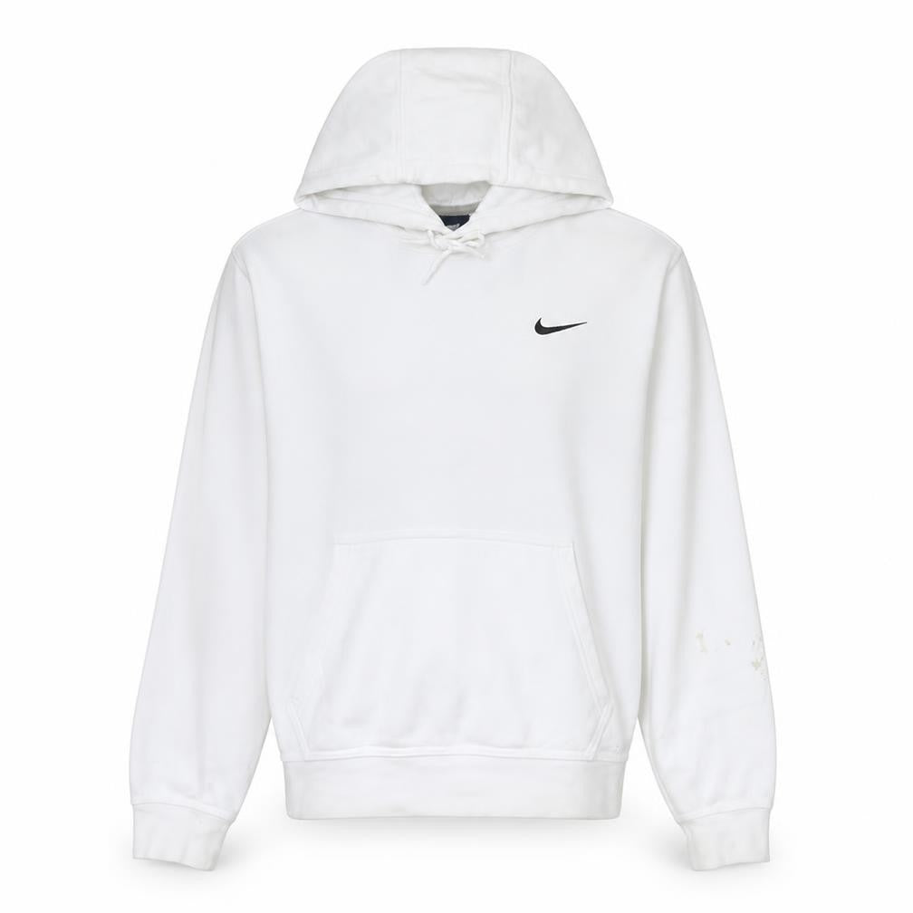 Nike Mens White Pullover Hoodie L Fleece Regular Fit Sportswear