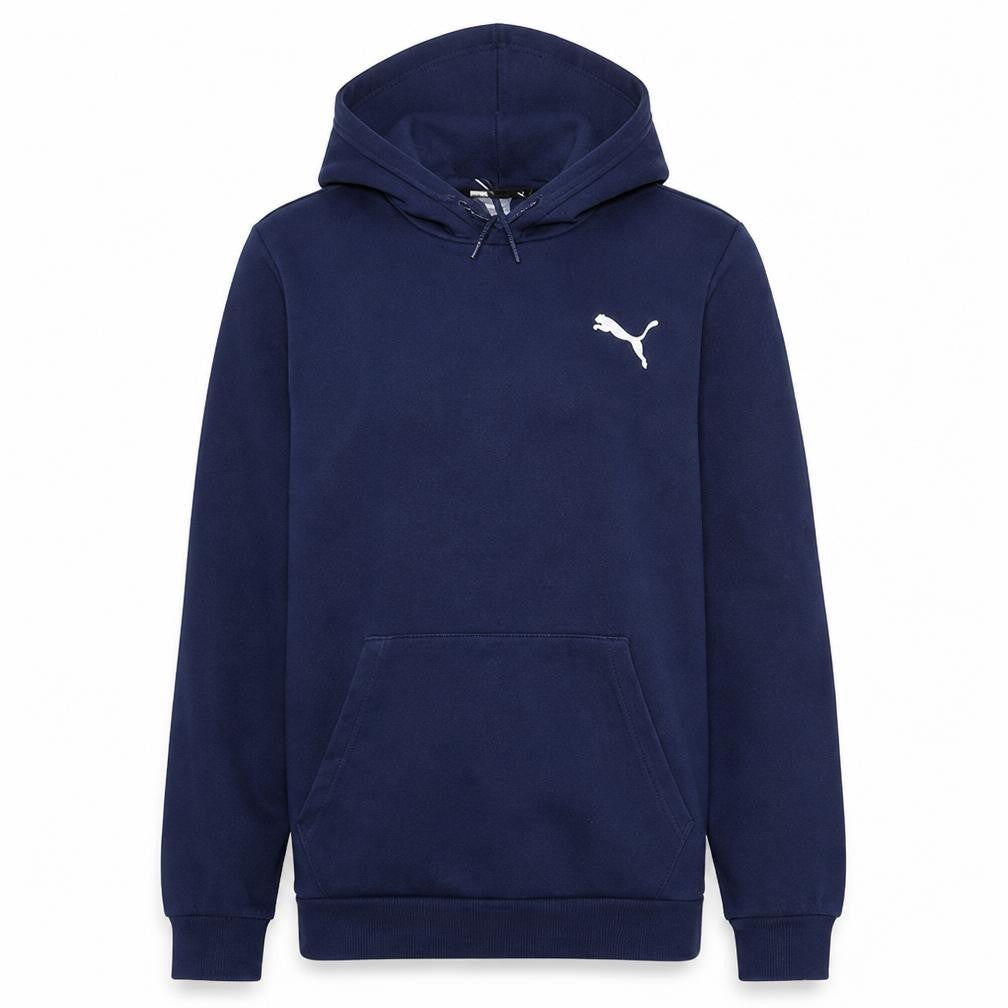 Front view of Puma men’s blue xs pullover hoodie sweatshirt fleece logo