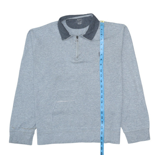 Polo Ralph Lauren Men's Grey 1/4 Zip Collared Sweatshirt Size L