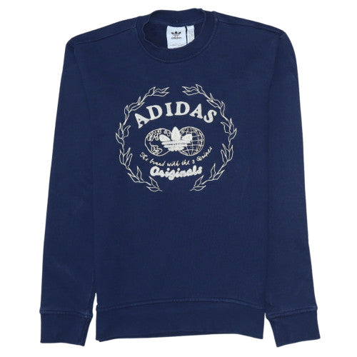 Adidas Mens Blue Crew Neck Pullover Sweatshirt XS Regular Fit