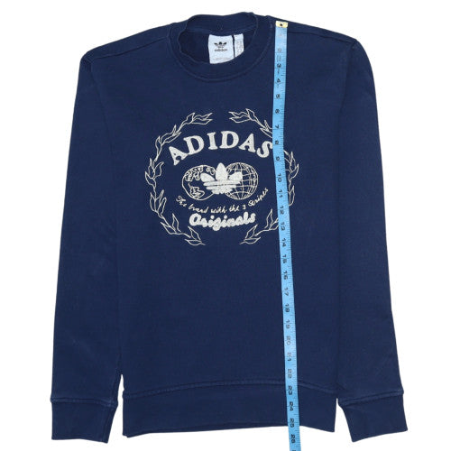 Adidas Mens Blue Crew Neck Pullover Sweatshirt XS Regular Fit