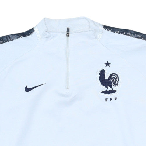 Nike Dri-FIT France FFF White 1/4 Zip Women's Sweatshirt Size 14