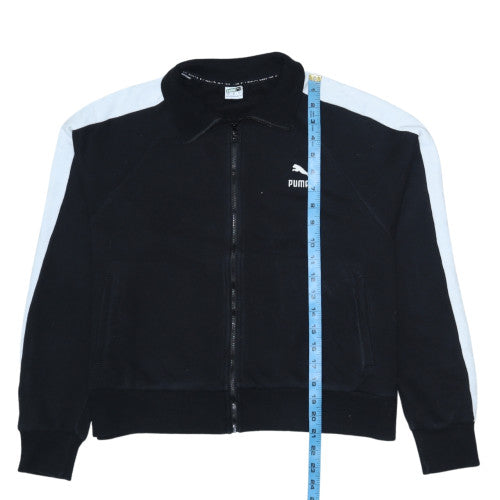 Puma Womens Black Full Zip Sweatshirt L Collared Logo Classic Fit