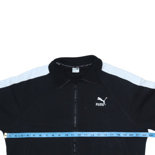 Puma Womens Black Full Zip Sweatshirt L Collared Logo Classic Fit